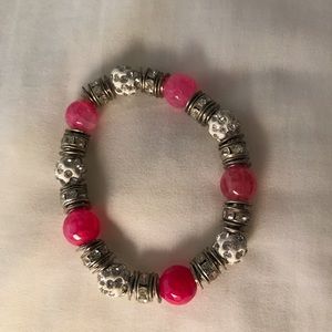 NWOT pink, white and silver stretch bracel…